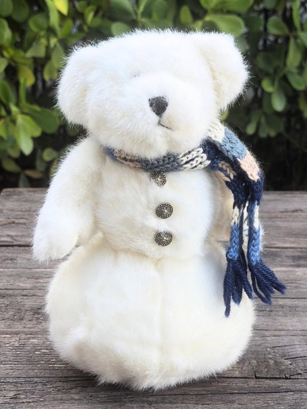 Vintage Boyds Bears 10" Eunice P. Snowbeary Snowman Bear Knit Scarf & Buttons